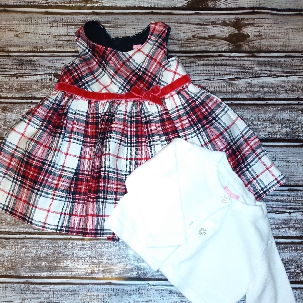 Red Black plaid dress sweater winter